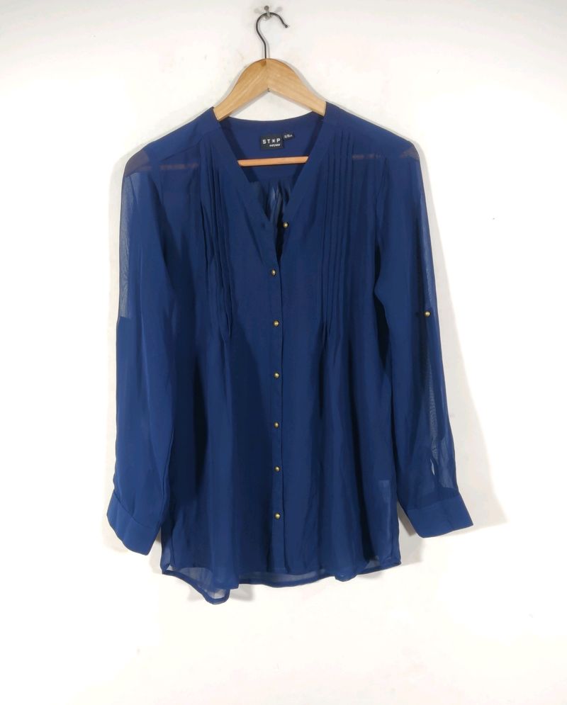 Stop Navy Blue Plain Casual Shirt (Women)