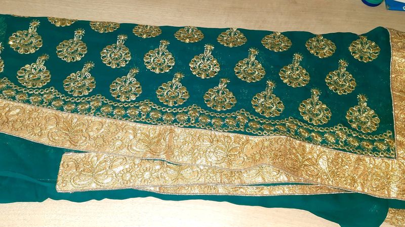 Party Wedding Wear Golden Printed Saree