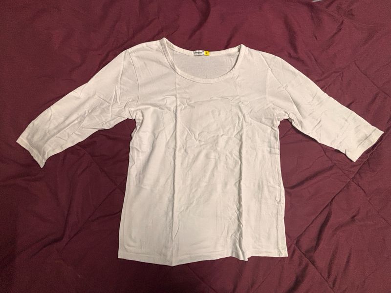 Plain White 3/4th Sleeve T-shirt