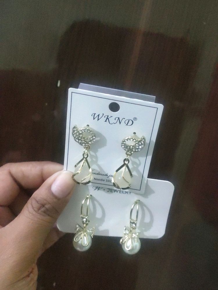 Two Pair Korean Gold Plated Earrings