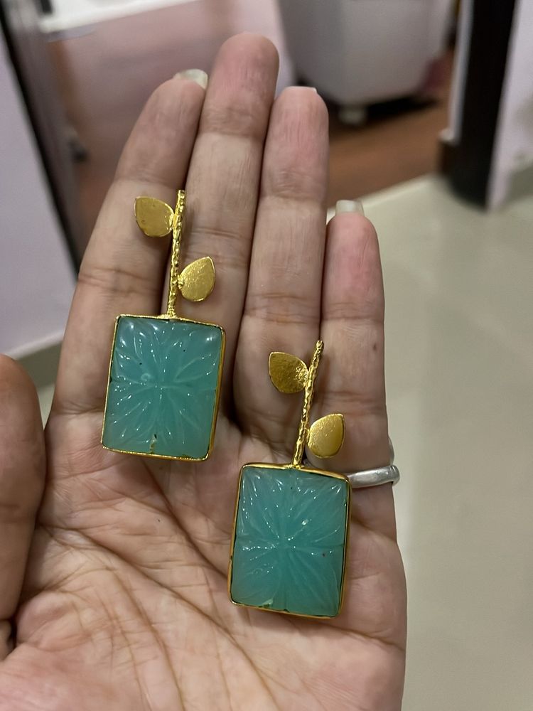 Aqua Blue Stone Earrings