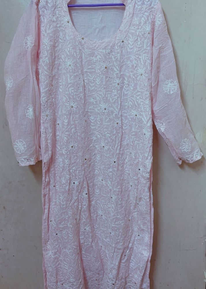 Pink Chikankari Kurta