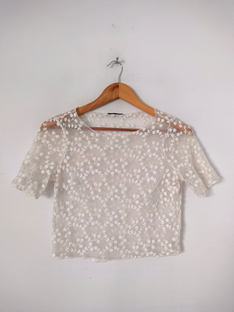 White Embroidery Top (Women's)