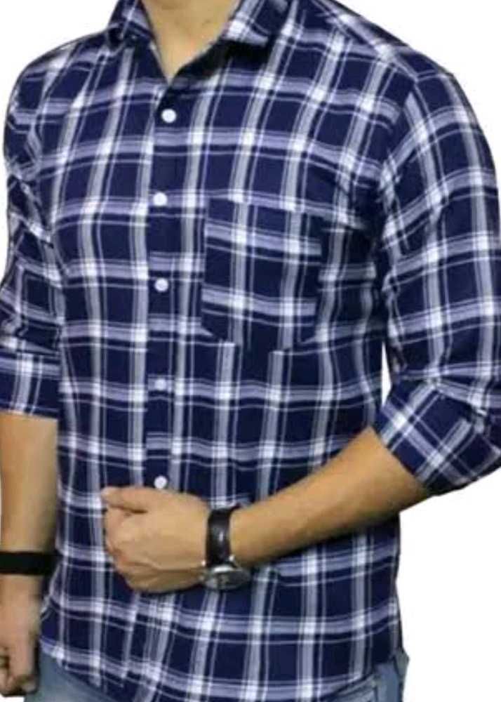 Navy Blue Checks Shirt