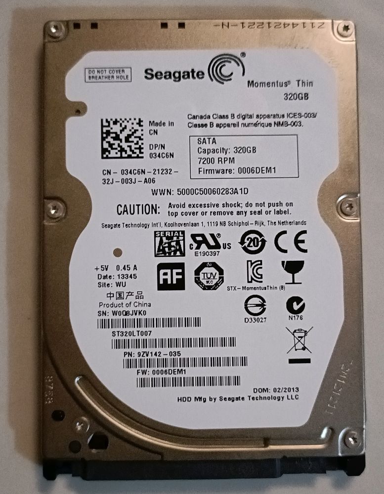 SEAGATE ST320LT007 9ZV142-035 Laptop Hard Drive