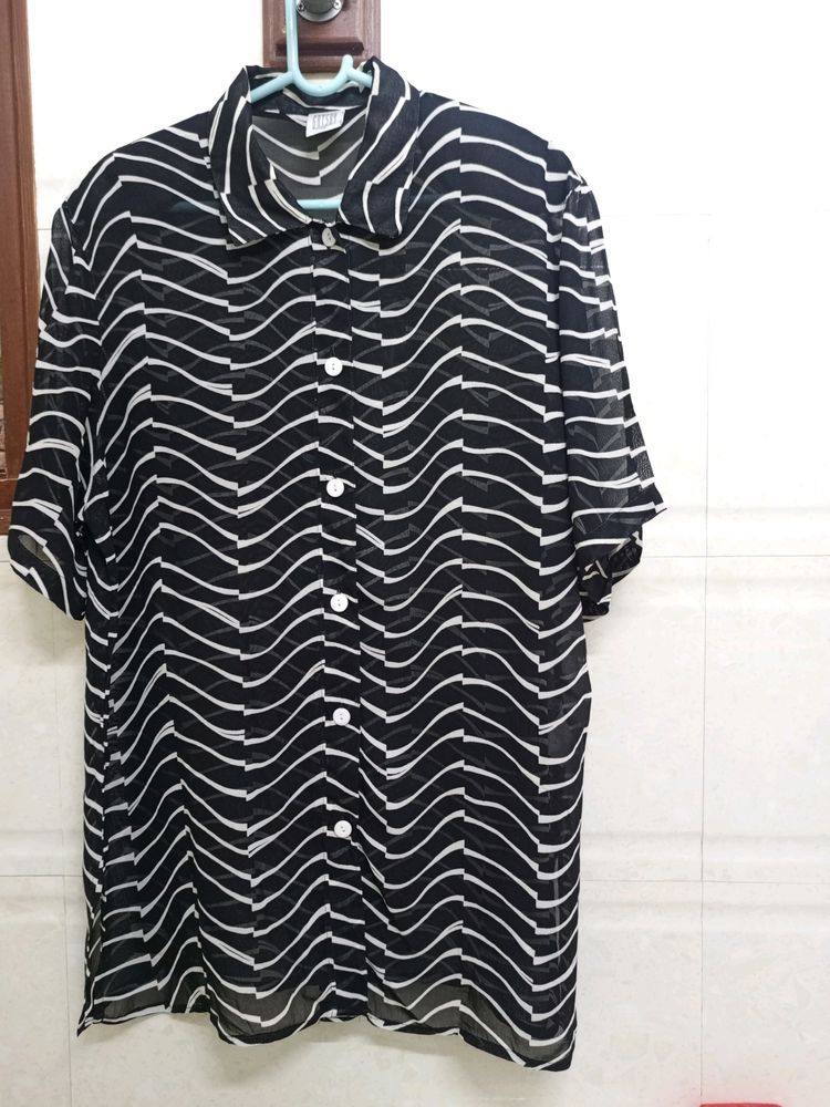 Black And White Zig Zag Shirt For Women's