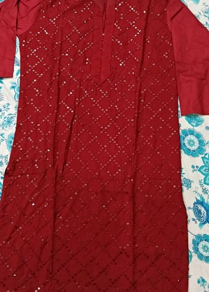 Red/Maroon Straight Kurti