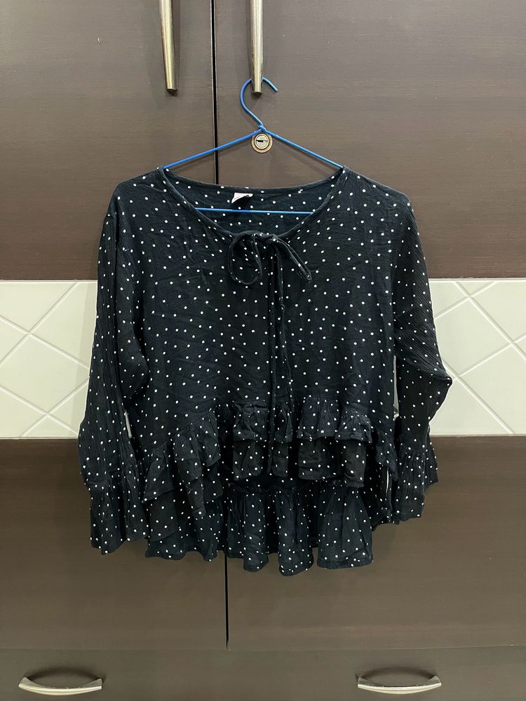 Black Polka Dot Top