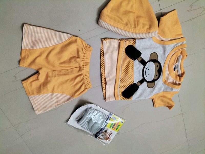 Baby Clothing Set With Unused New Knee Pads