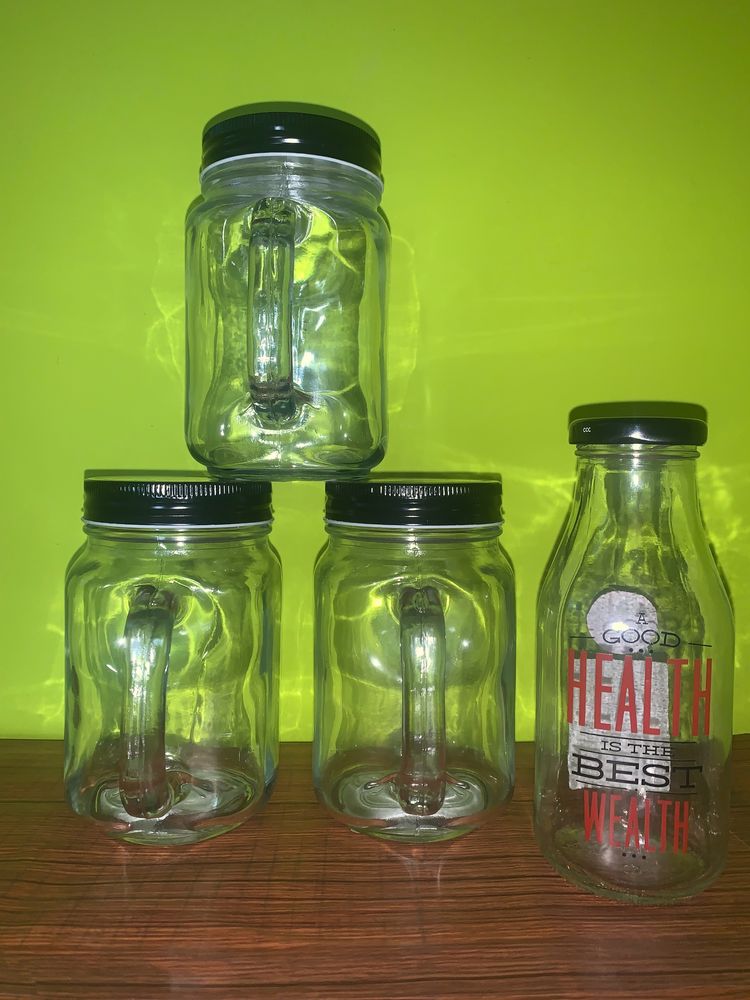 Mason Jar A Set Of 3piece With One Glass Bottle