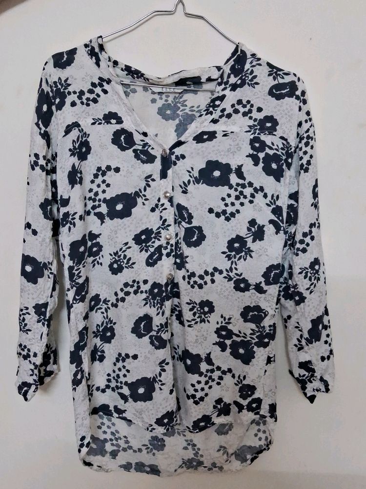 White And Blue Floral Shirt