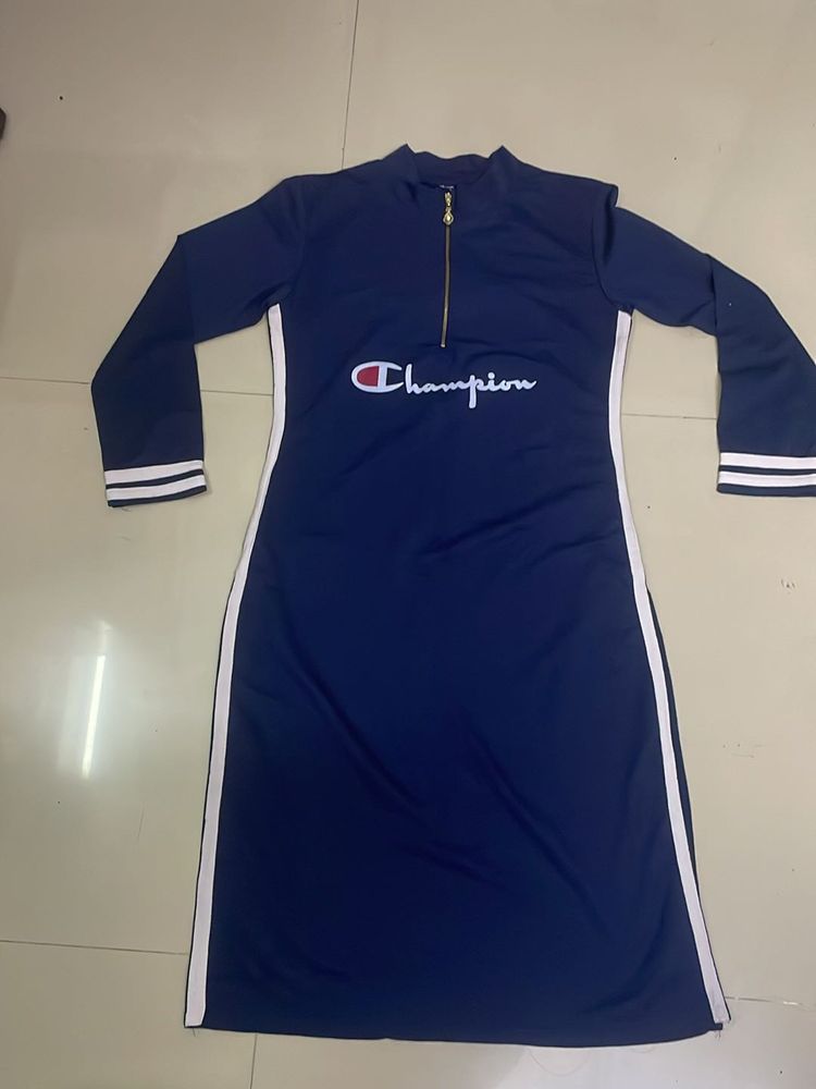 Navy blue straight cotton kurti