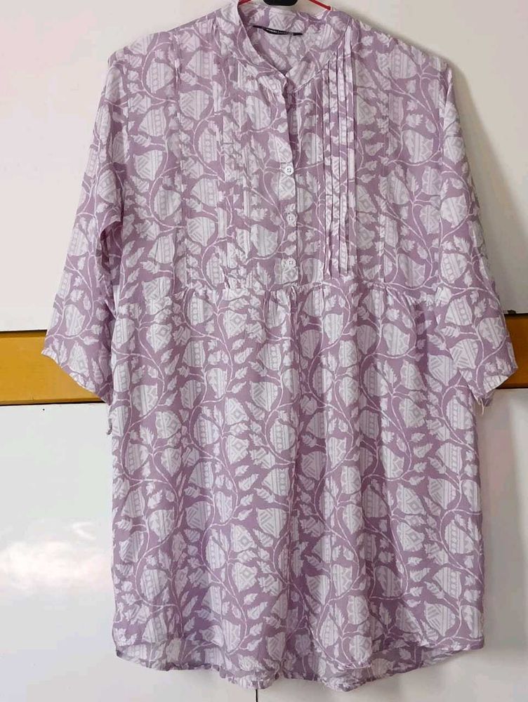 Lavender Floral Short Kurti