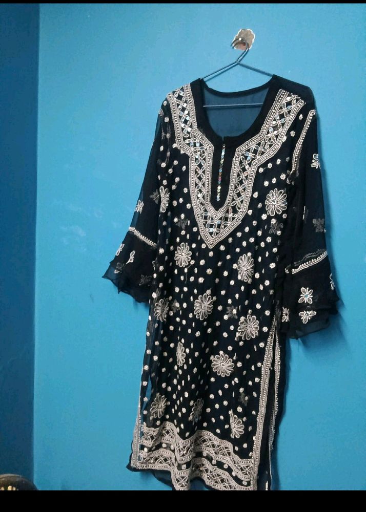 Chikankari Mirror Work Kurta With shameez