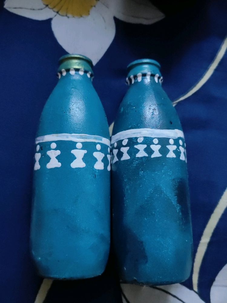 Warli Art On Glass Bottle