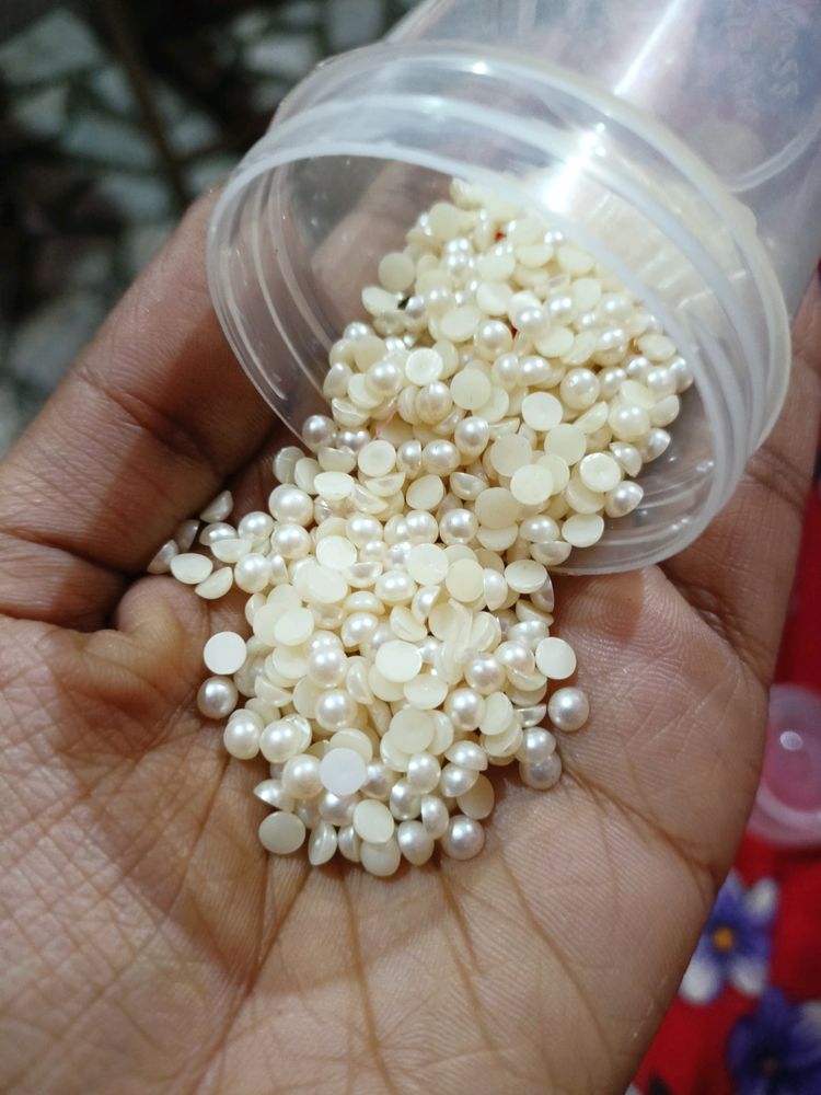 White Half Beads