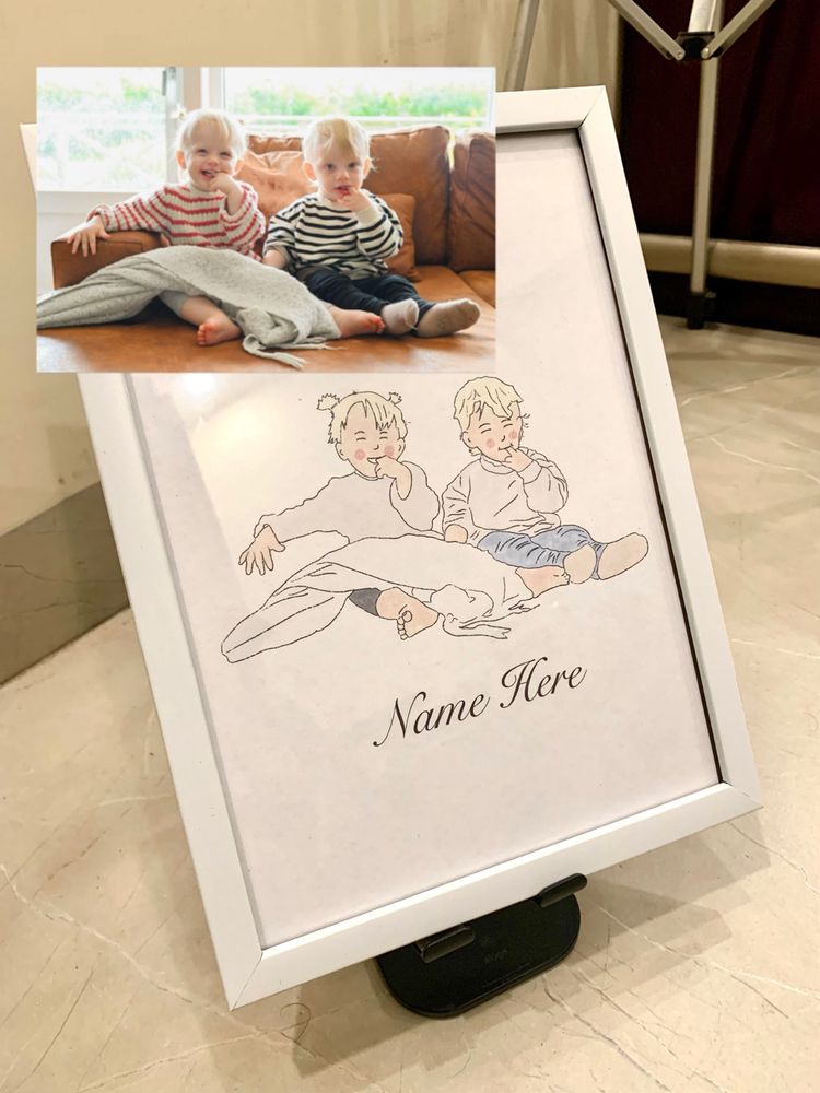 Cute Custom Family Portrait In Frame