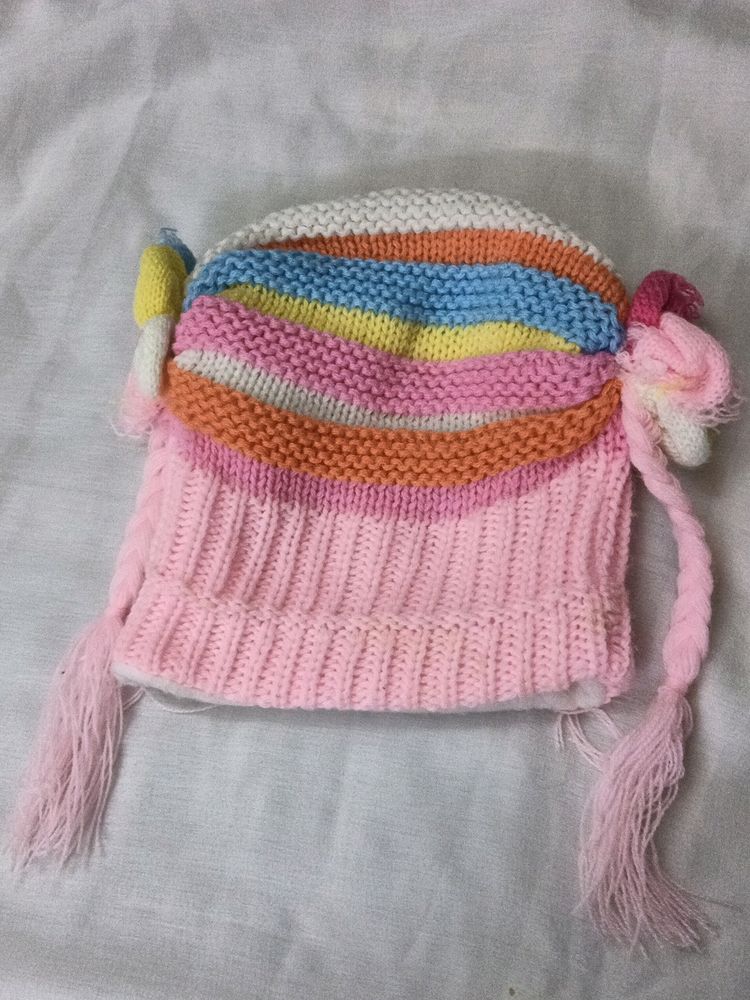 Fancy Woollen Cap For Baby Girl (3-6 Months)