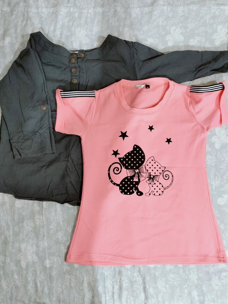 2Tops Bundle - Pink And Grey