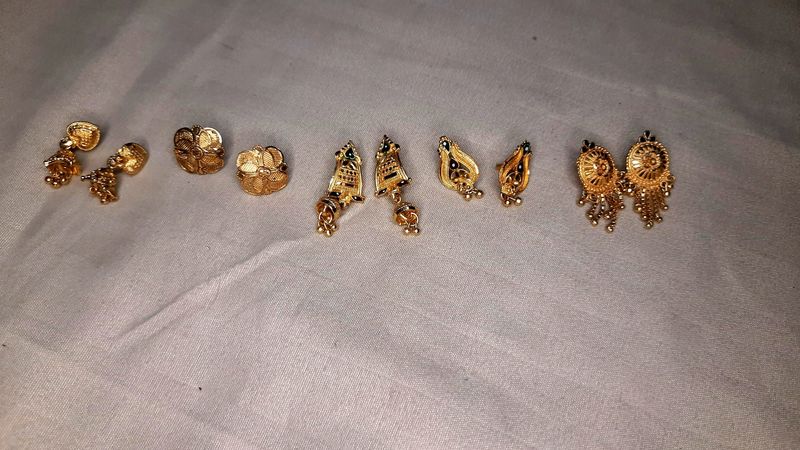 Gold Plated Earrings Set Of 5