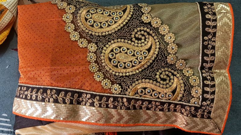 Saree Lace With Brown Blouse