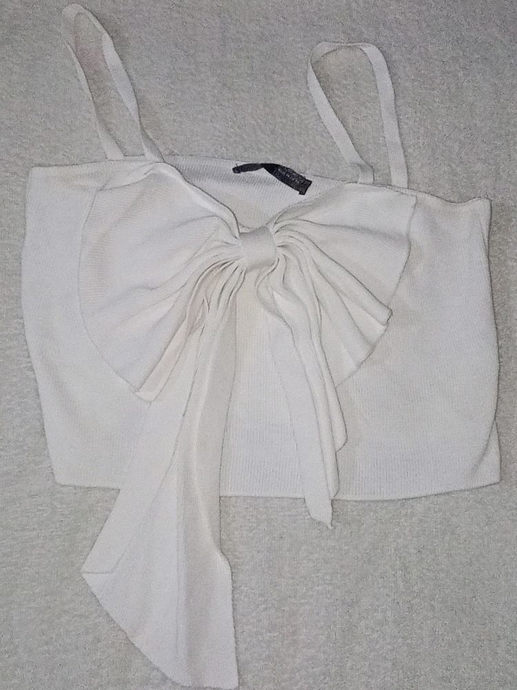 Beautiful White Bow Crop Top