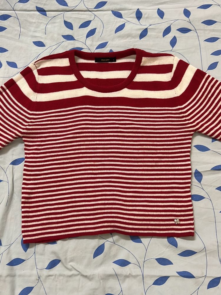 Red Lining Knitting Crop Top/ Sweater