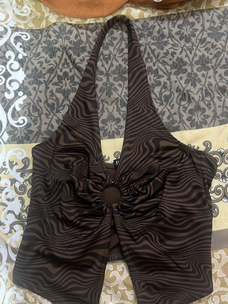 Halter Neck Brown Top