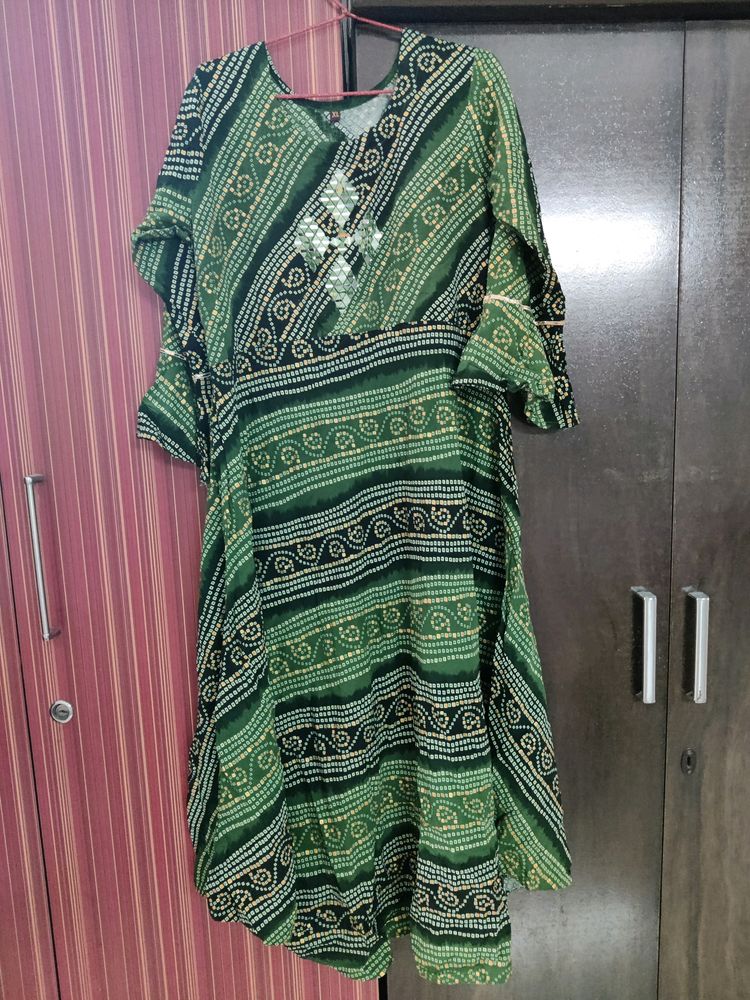 Anarkali Green Kurti