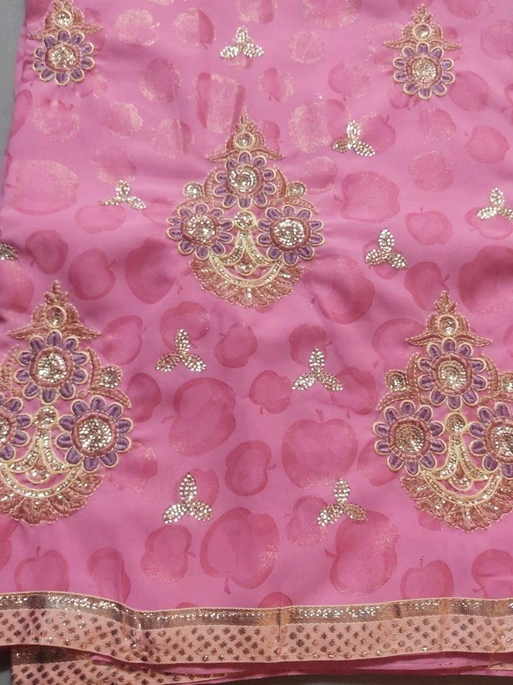 Royal Pink Chamki Saree