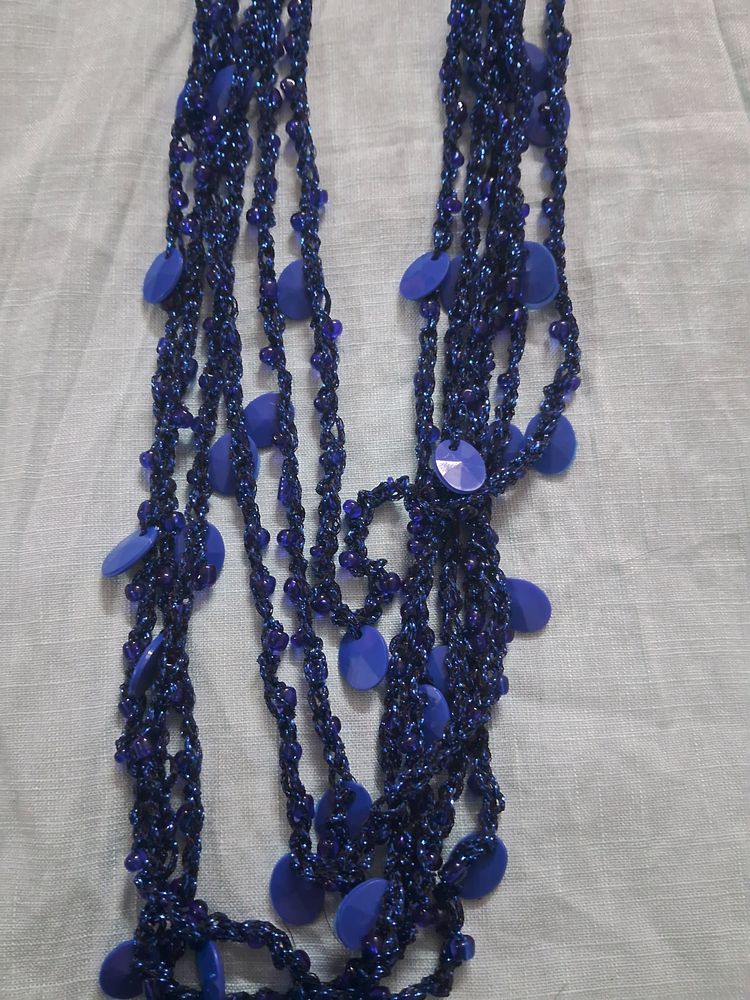 Blue Neklace With Multiple Layers