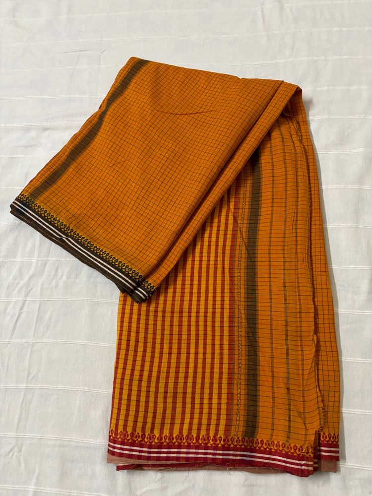 Checked Pure Cotton Saree