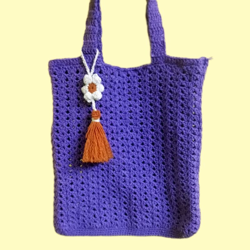 Purple Regular Crochet Tote Bag