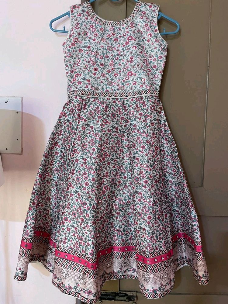 Diwali Ethnic Frock For Kids, With Mirror Work