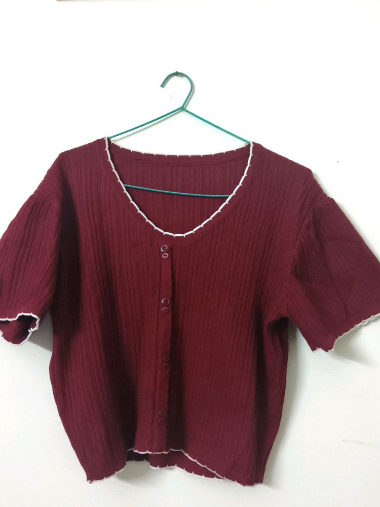 Maroon Crop Top