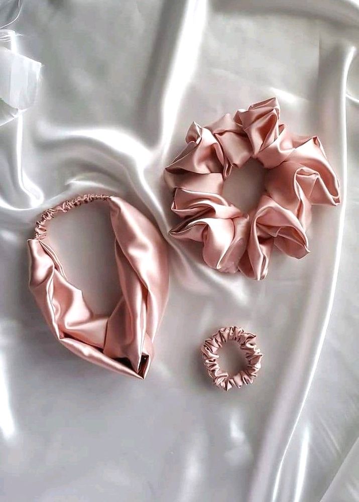 Combo Satin Scrunchies And Headband