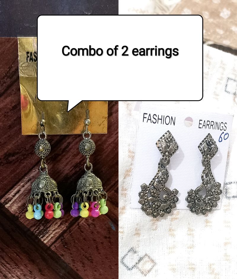 Combo Of 2 Oxidised Earrings