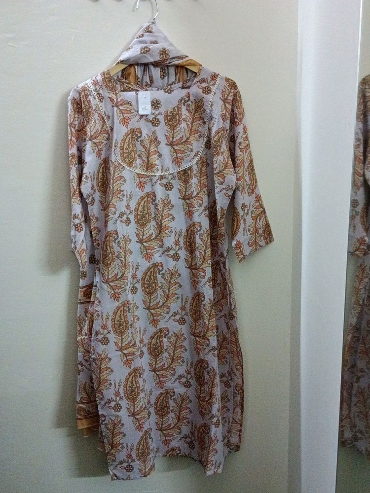 COTTON KURTI WITH PANT AND DUPPTTA