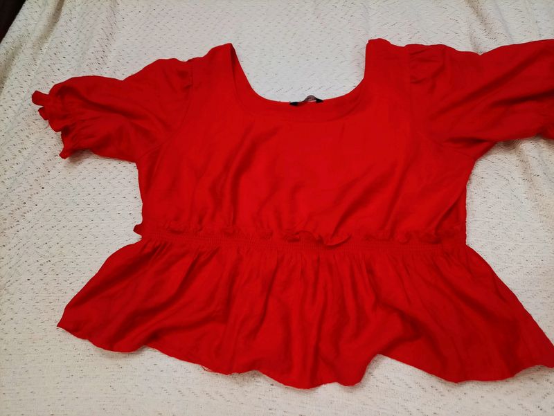 Red Peplum Top For Women