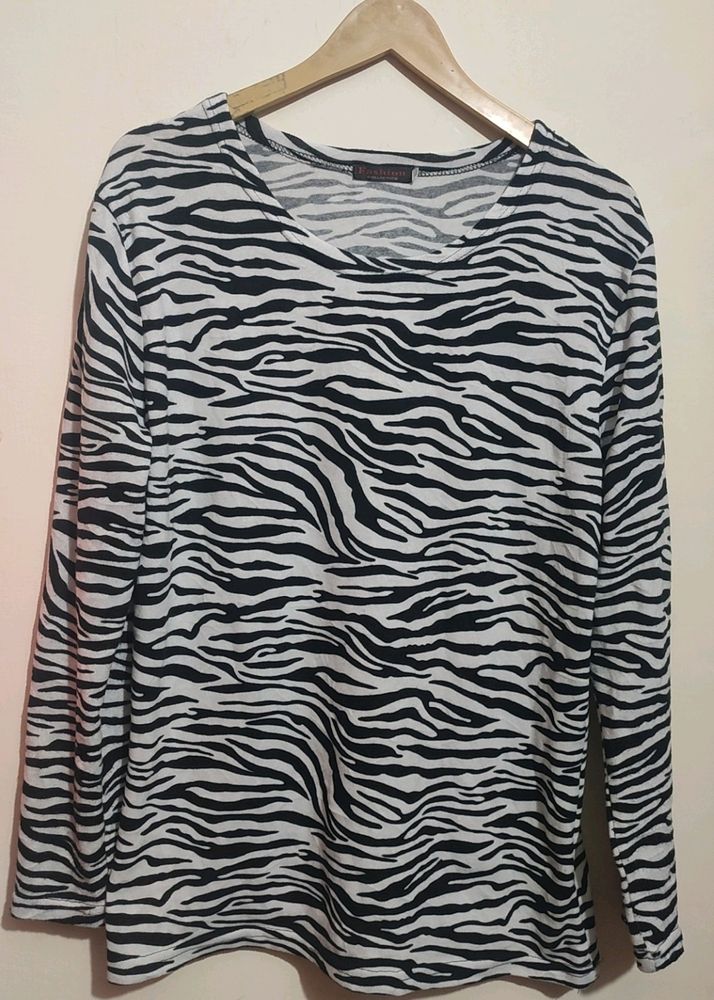 Black & White Zebra Print Top For Girl Or Women