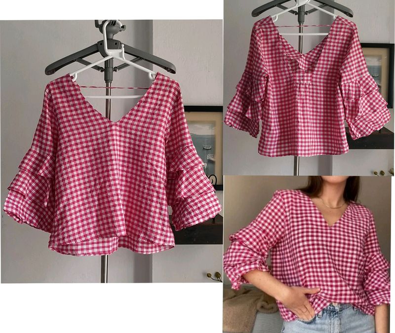 Zara Pink & White Gingham Top