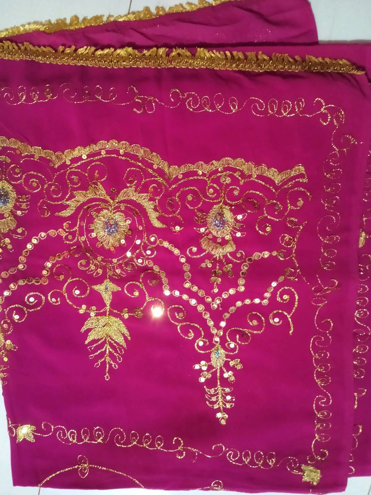 Hot Pink Hand Work Saree