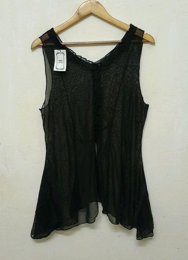 Trendy New Black Sheer Top For Women