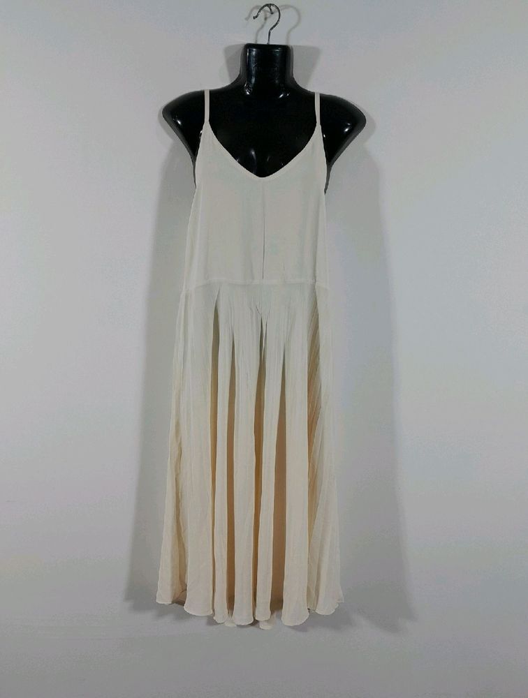 Cream Flared Long Dress