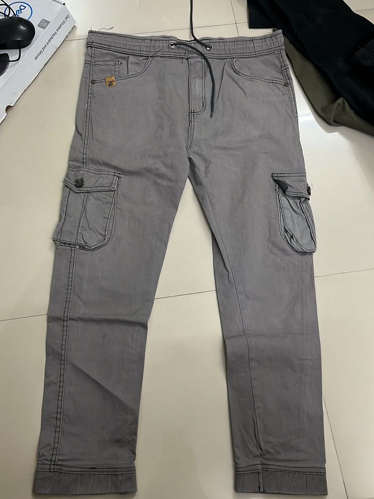 Grey Six Pocket Cargo Pant