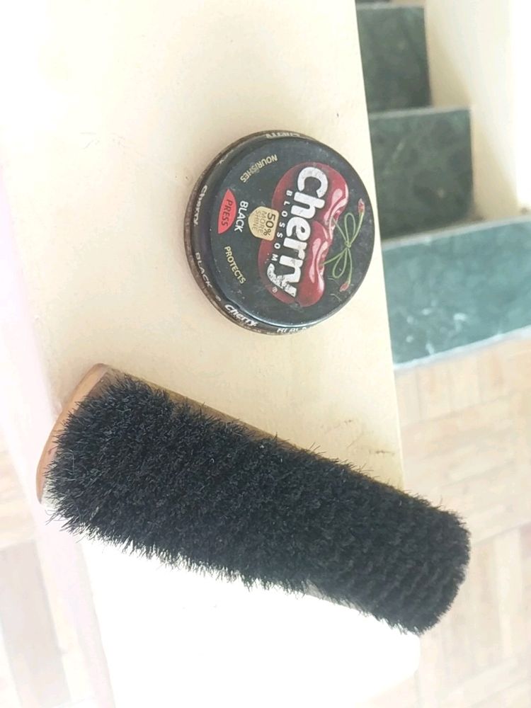 Shoe Polish And Brush Rarely Used..