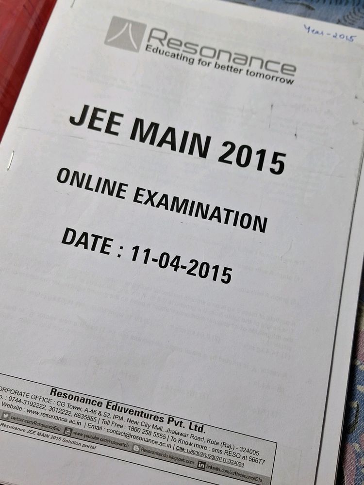 Jee Mains Pyq 2015