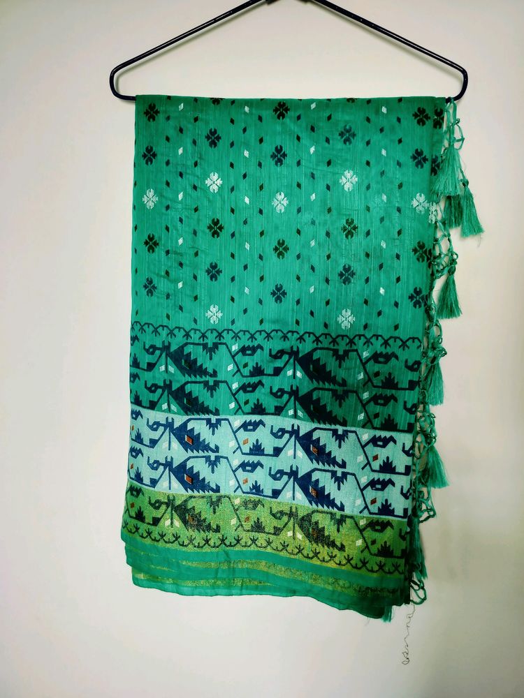 Beautiful Lite See Green Saree