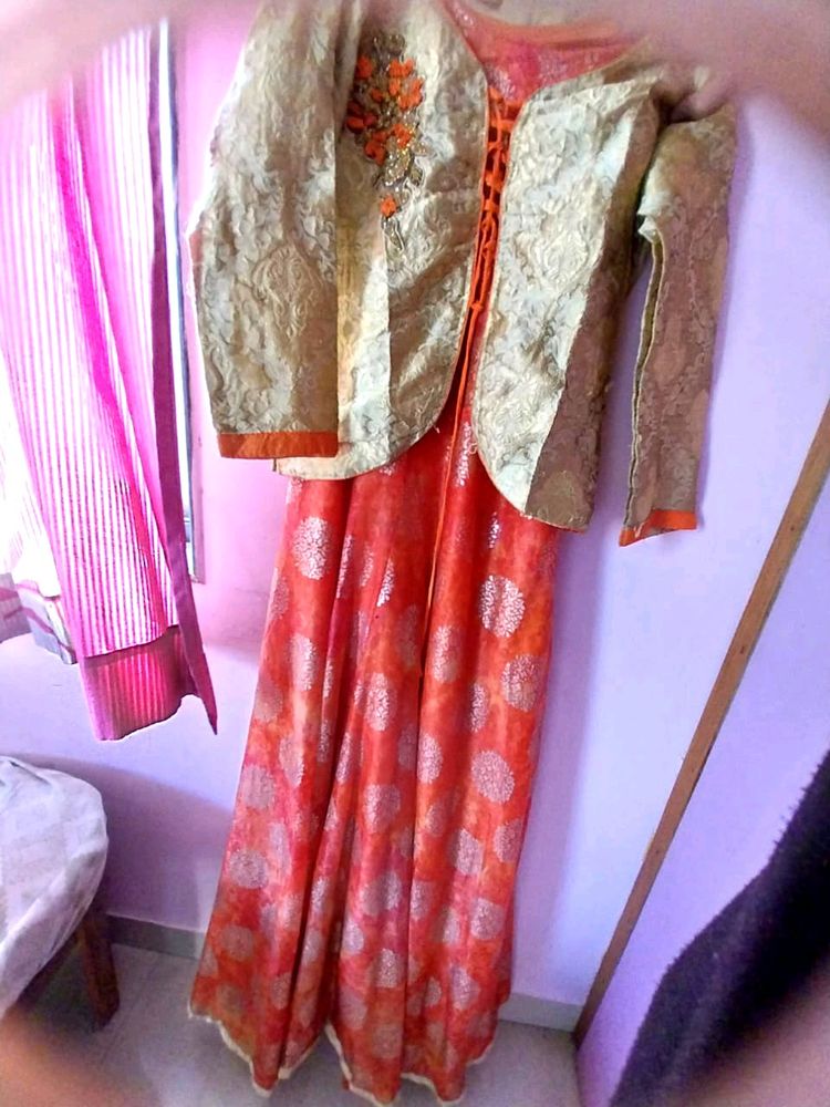 Gown With Ethenic Jacket