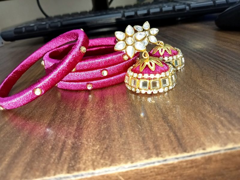 Earrings And Bangles Combo Set